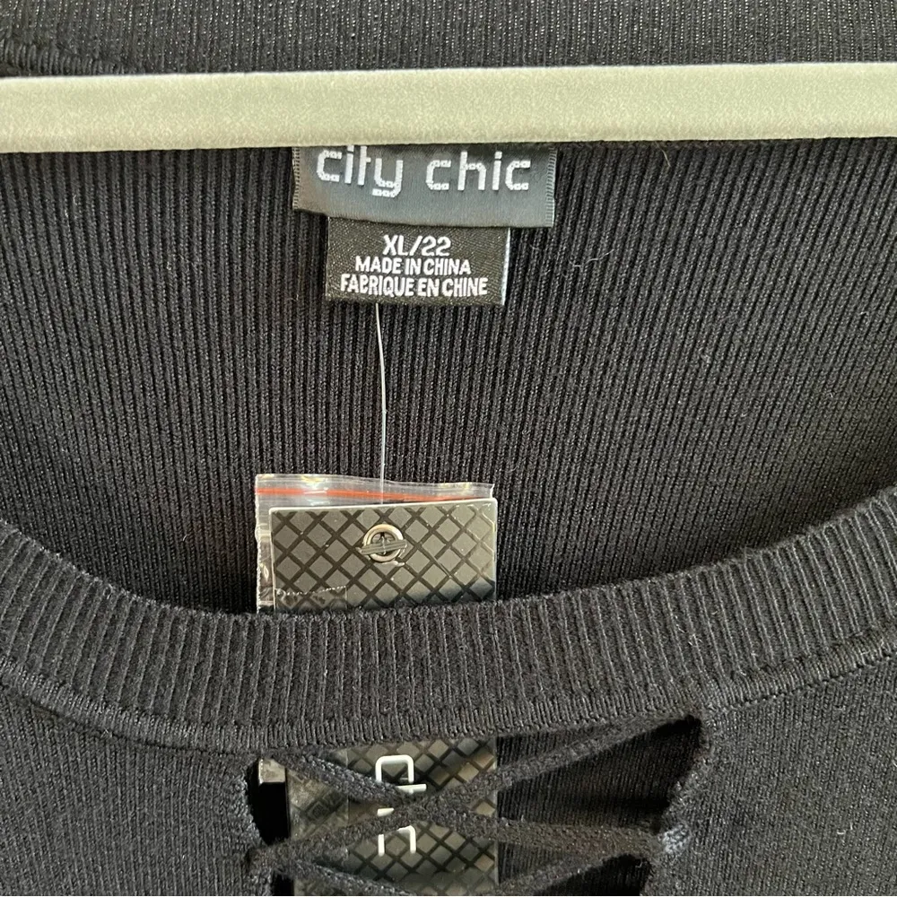 City Chic Sweater Black Criss Cross Long Sleeves Knit Sz 22 (XL) NWT - Image 5