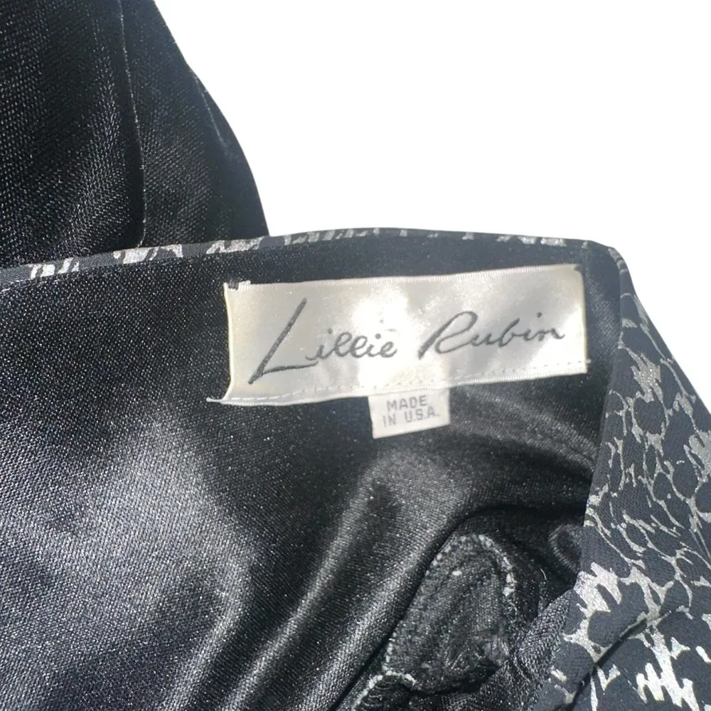 Lillie Rubin Vintage Leopard Print Velvet Black and Silver Dolman Sleeve Dress - Image 3