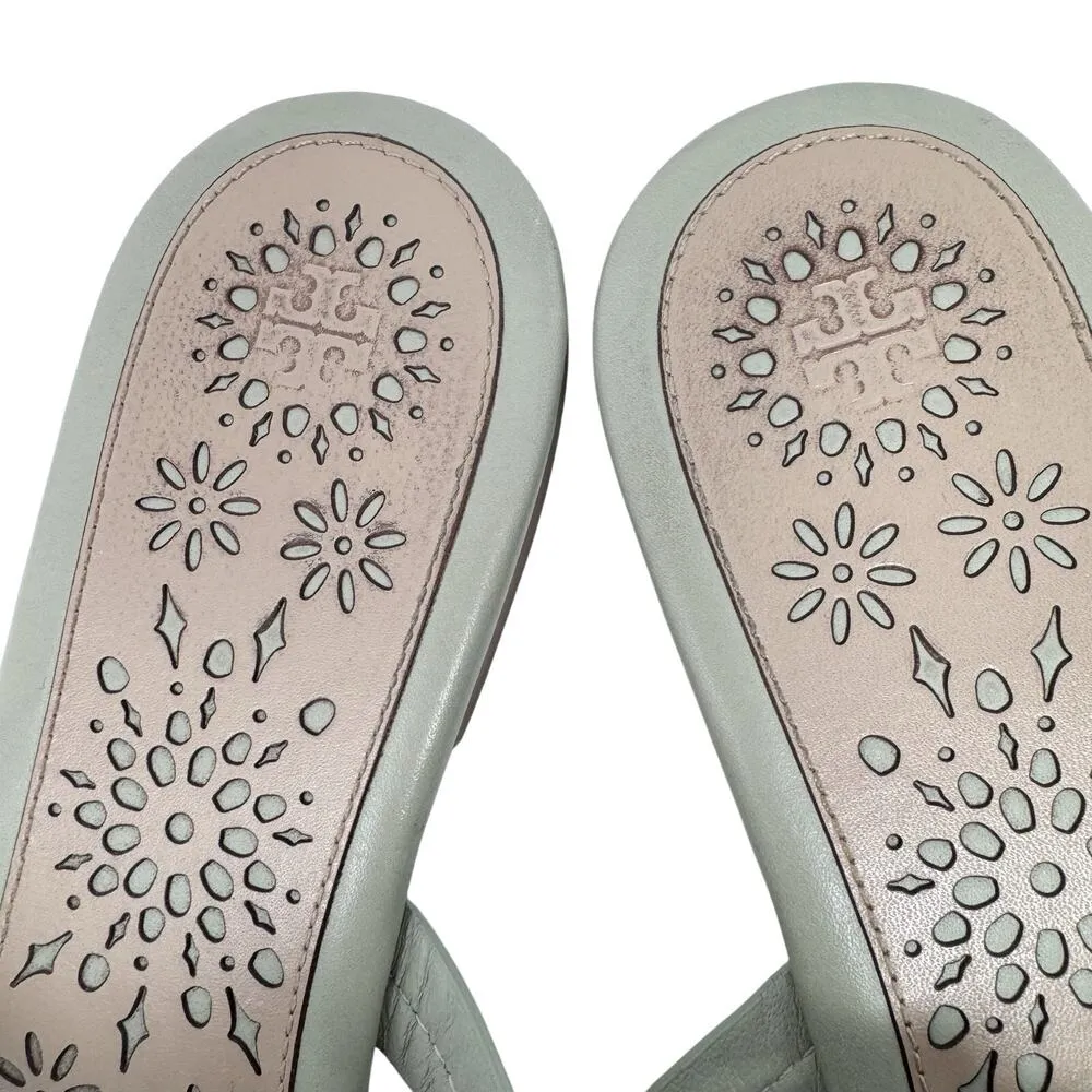 Tory Burch Miller Scalloped Sandals in Gray Sage Sand Slides Flip Flops Size 8.5 - Image 5