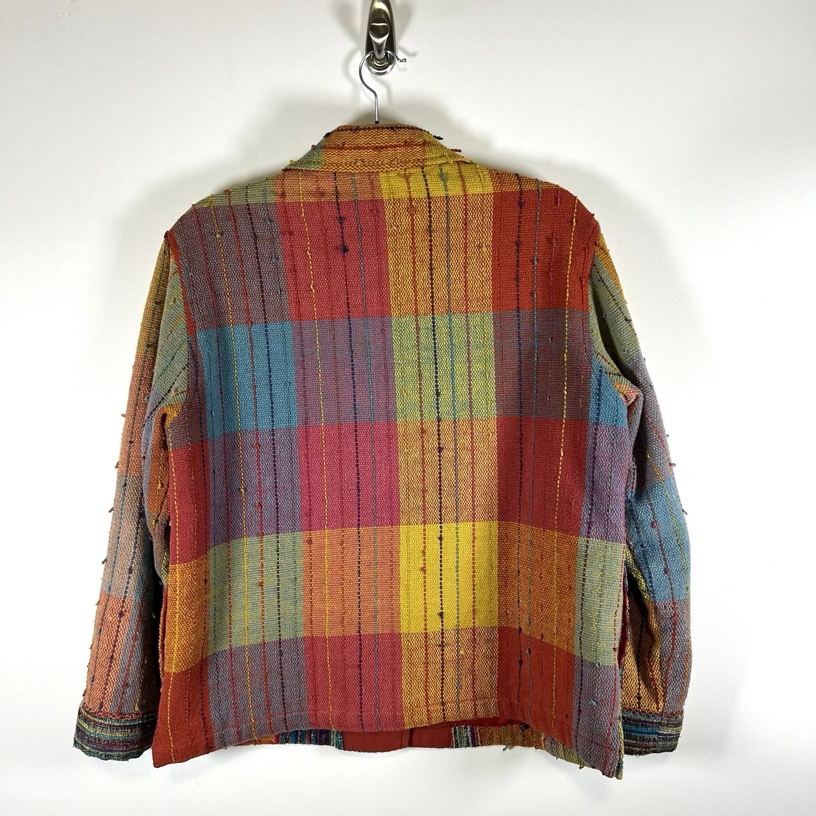 TRAVEL SMITH PATCHWORK ARTSY BOHO JACKET BUTTON DOWN Women's Size Large Colorful - Image 7
