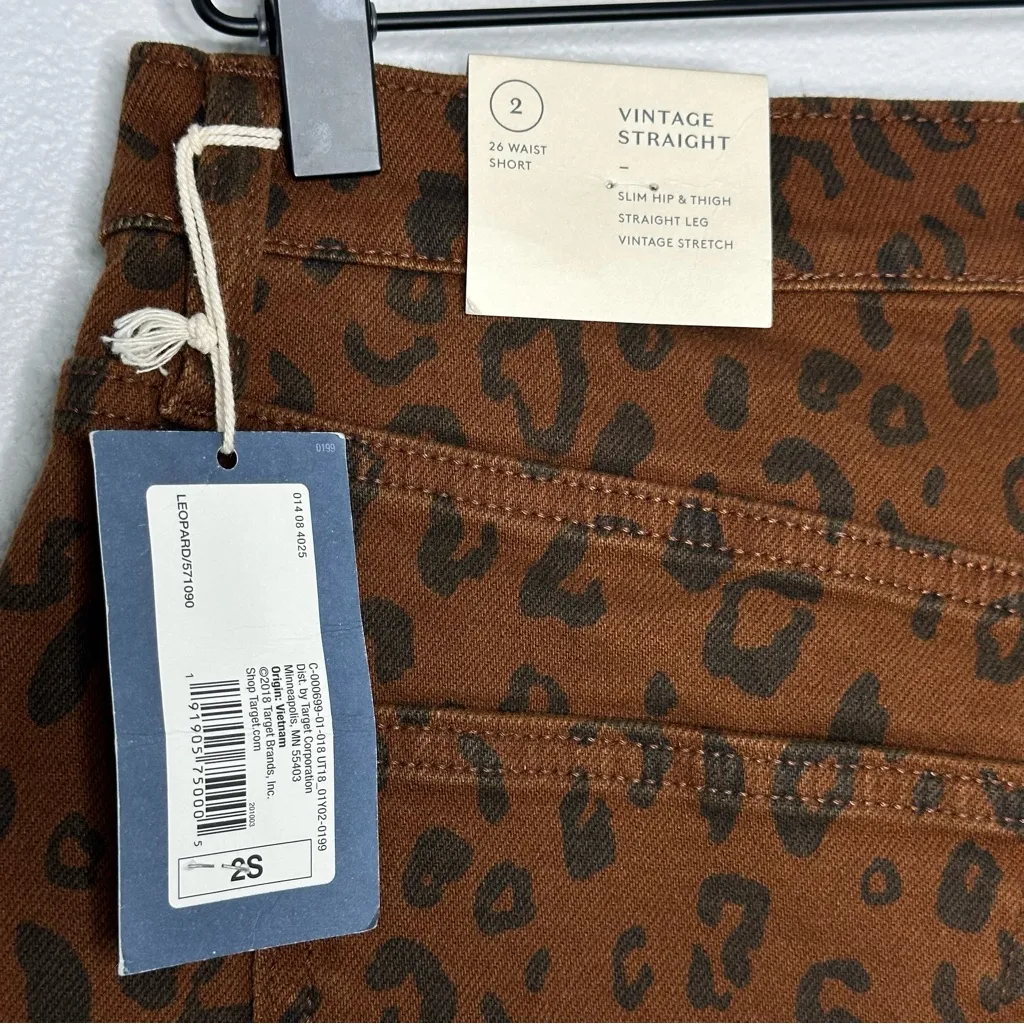 NWT Universal Thread Vintage Straight Jeans Brown Leopard Size 2 Short 28" Waist - Image 8
