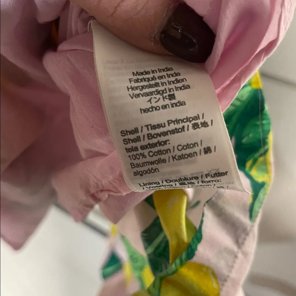 J CREW WOMENS LEMON PRINT SQUARE NECK MIDI TIERED DRESS 2 PINK COTTON - Image 5