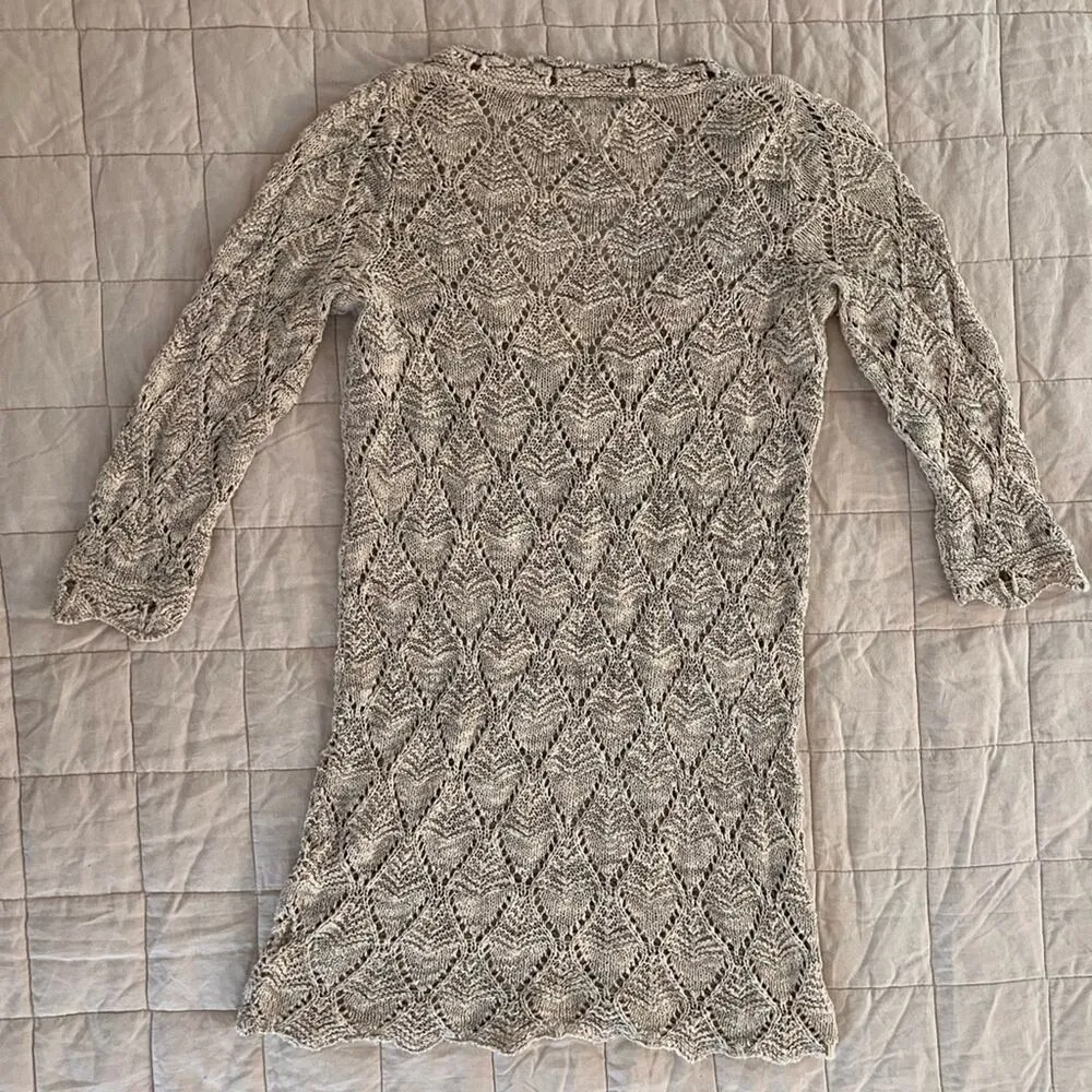 Pins & Needles Cream & Grey Pointelle Knit Tunic / Mini Dress Beachy - Image 2