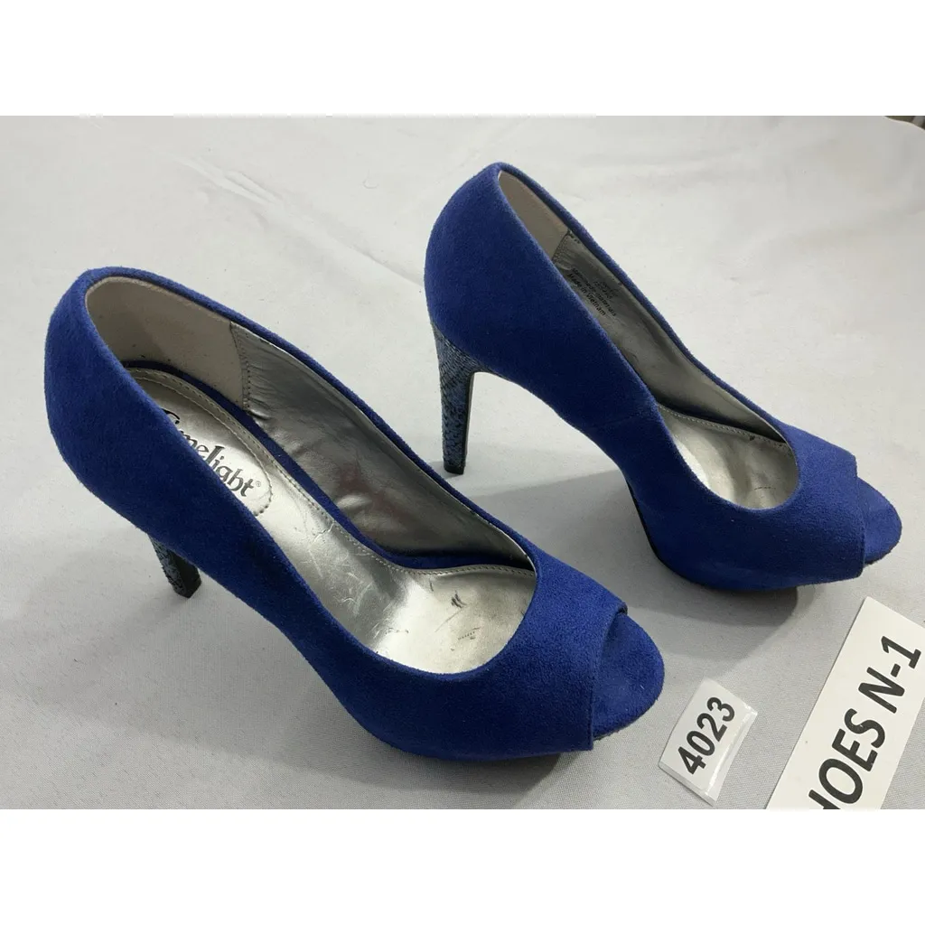 Womans Limelight Trixie Stiletto Pumps 6 Blue Snake Print Peep Toe - Image 2