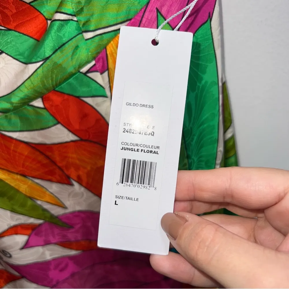 NEW NWT Ronny Kobo Gildo One Shoulder Silk Midi Dress In Jungle Floral Multiple Size L - Image 14