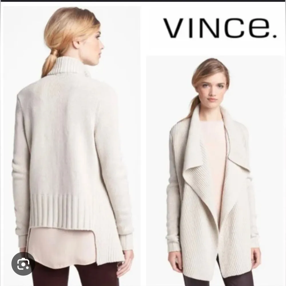 Vince‎ yak wool drape cream sweater cardigan size XS quiet luxury minimalist - Image 2