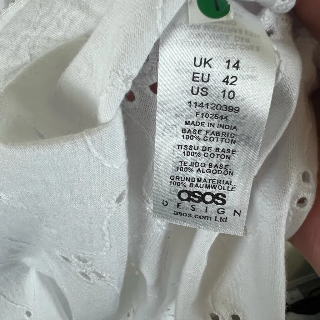 Asos Eyelet Corset Dress in White Size 10 Fit & Flare Cotton - Image 4