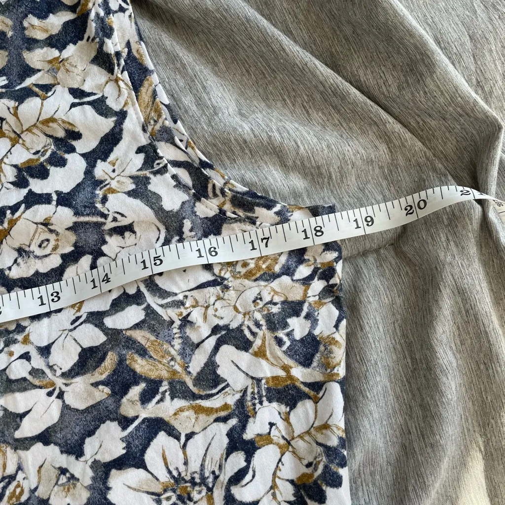 Peruvian Connection Maxi Dress M Cotton Cream Navy Floral A-Line Pockets Boho - Image 10