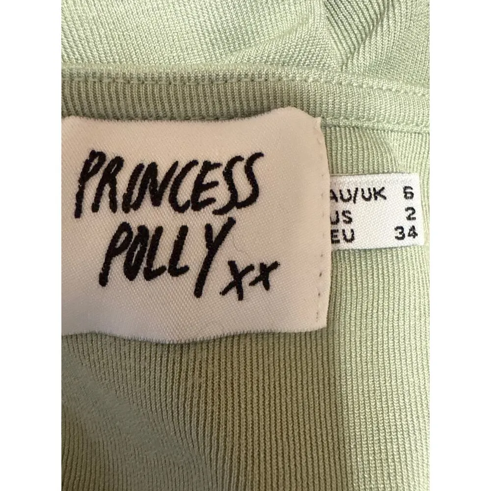 Princess Polly Green Short Sleeve Sweetheart Ruched Mini Bodycon Dress Size 2 - Image 4
