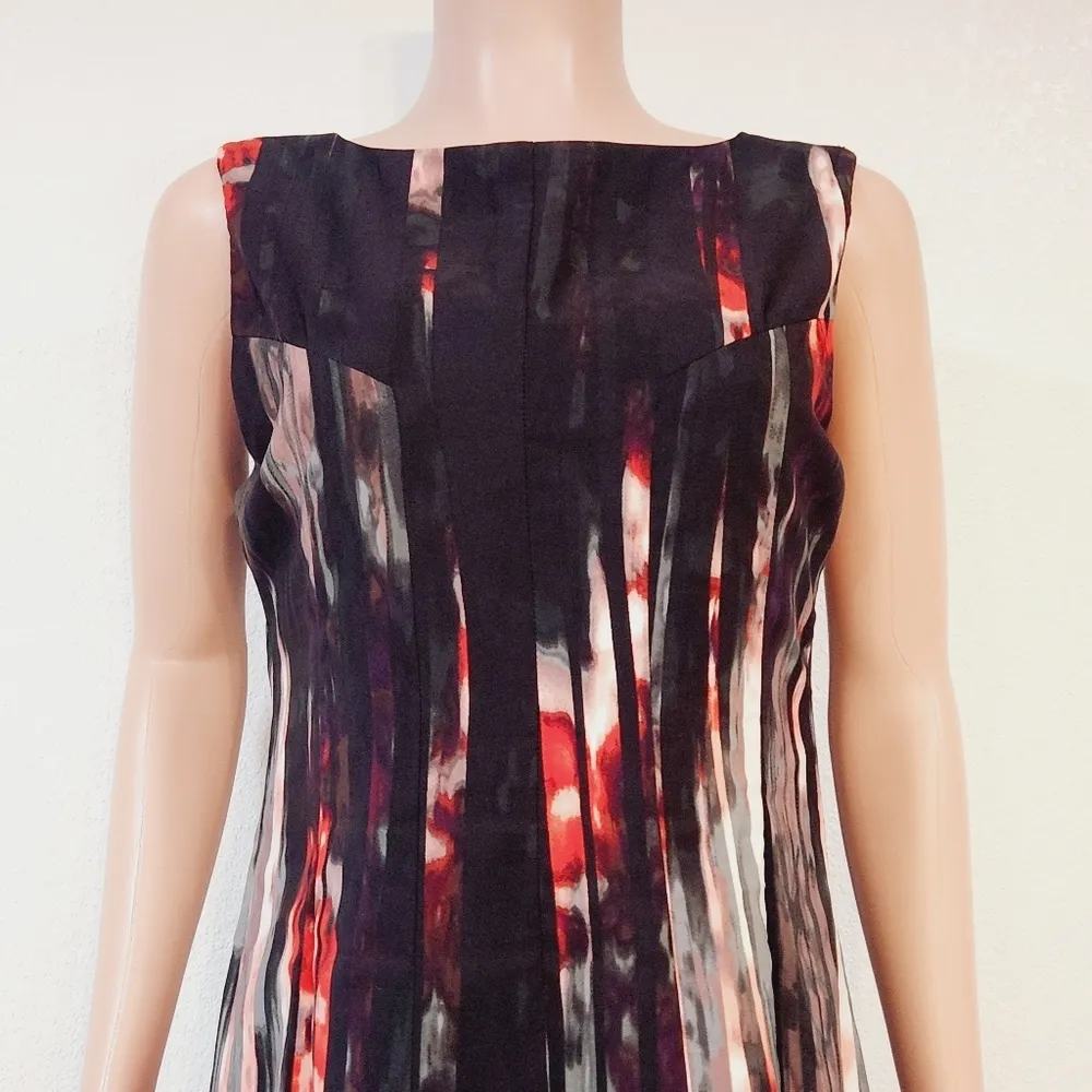 WORTHINGTON Multi-colored Pleated Fit & Flare Dress Size 12 - Image 2