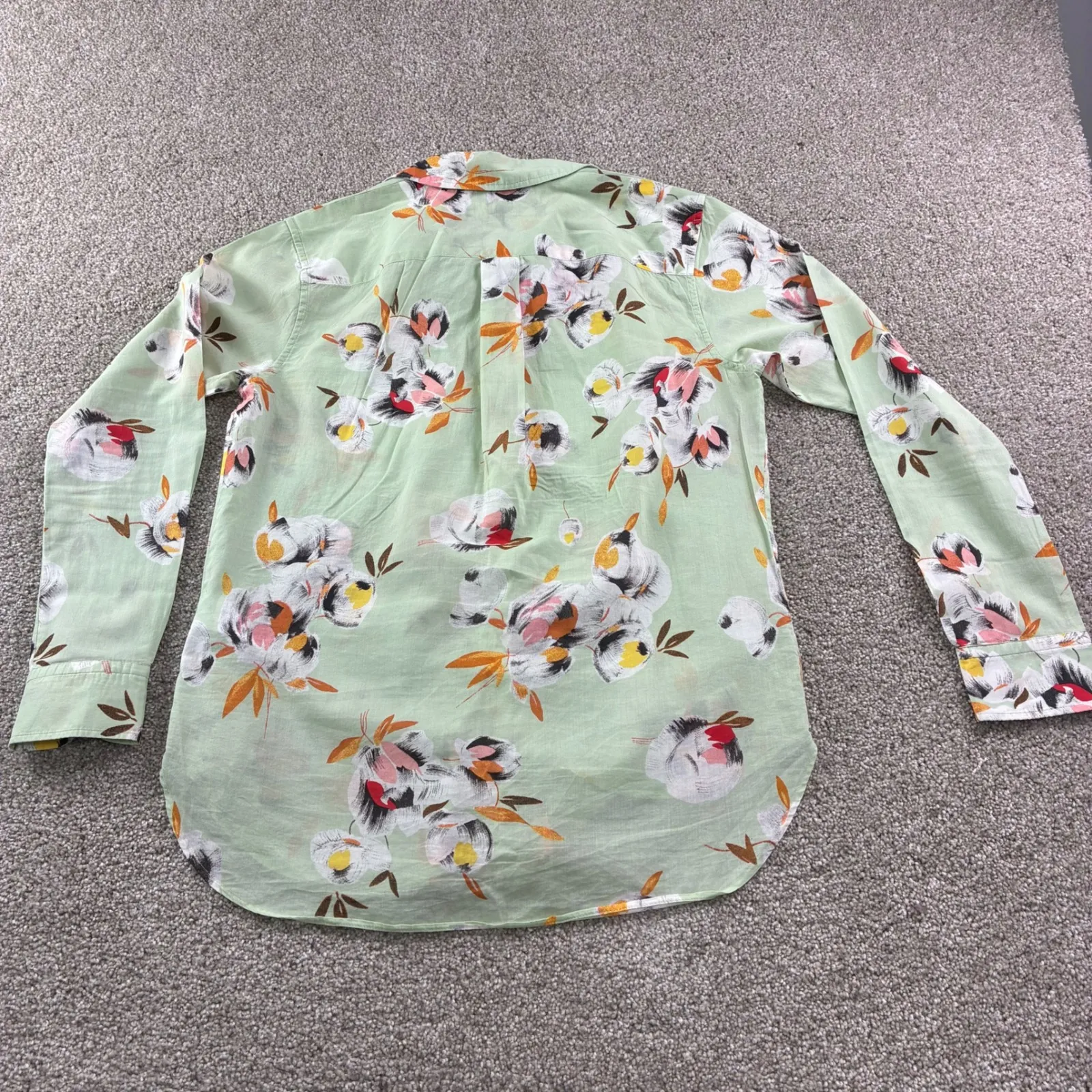 Lauren Ralph Lauren Women S Green Floral Print Button Up Shirt Cotton Career - Image 9