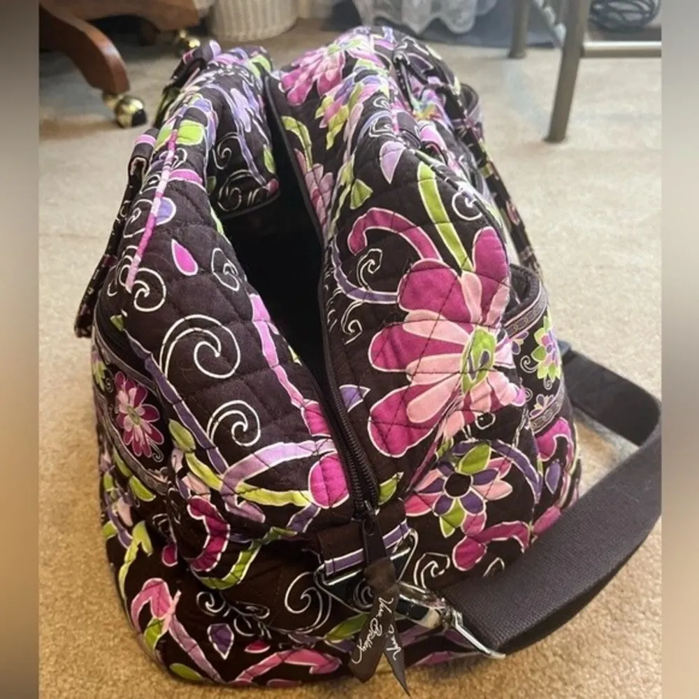 Vintage Vera Bradley Travel/Weekender Bag Floral Pink Brown Purple - Image 3