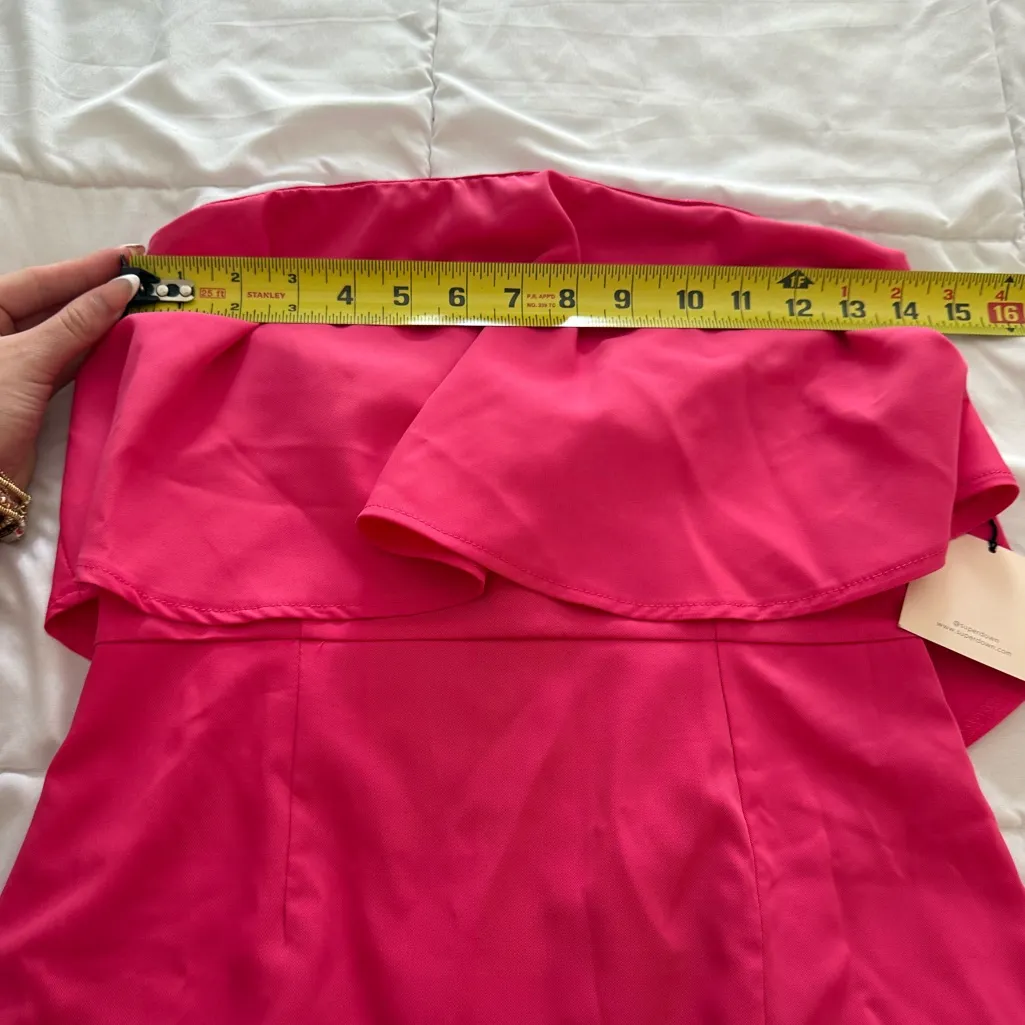 Superdown Vibrant Pink Strapless Dress - Image 7