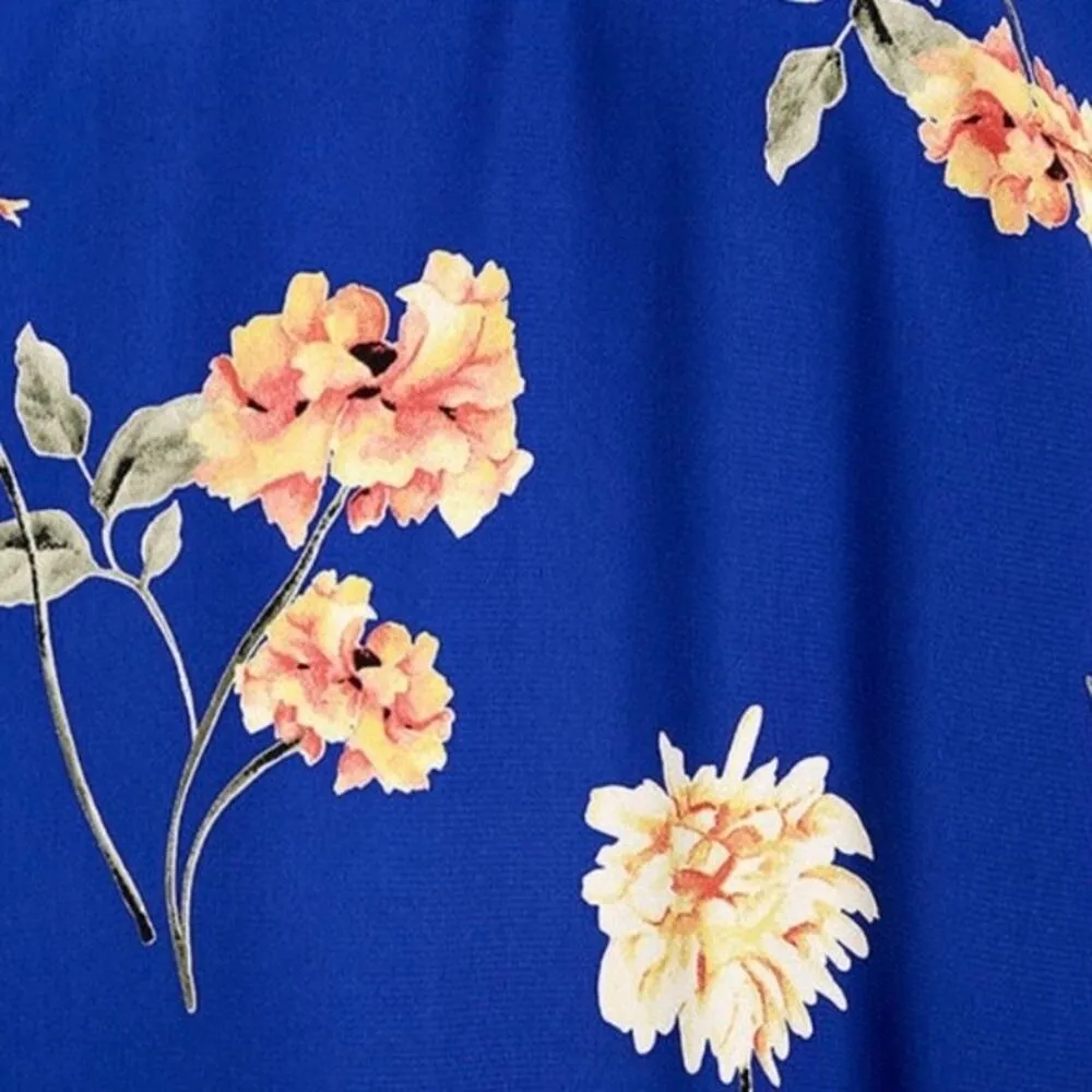 Lulus‎ Darling Dearest Royal Blue Floral Print Swing Mini Halter Dress Small - Image 6