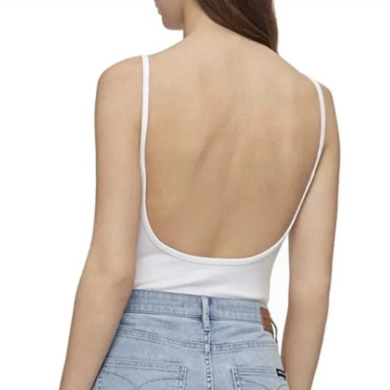Calvin Klein White Graphic Low Back Bodysuit XL - Image 2