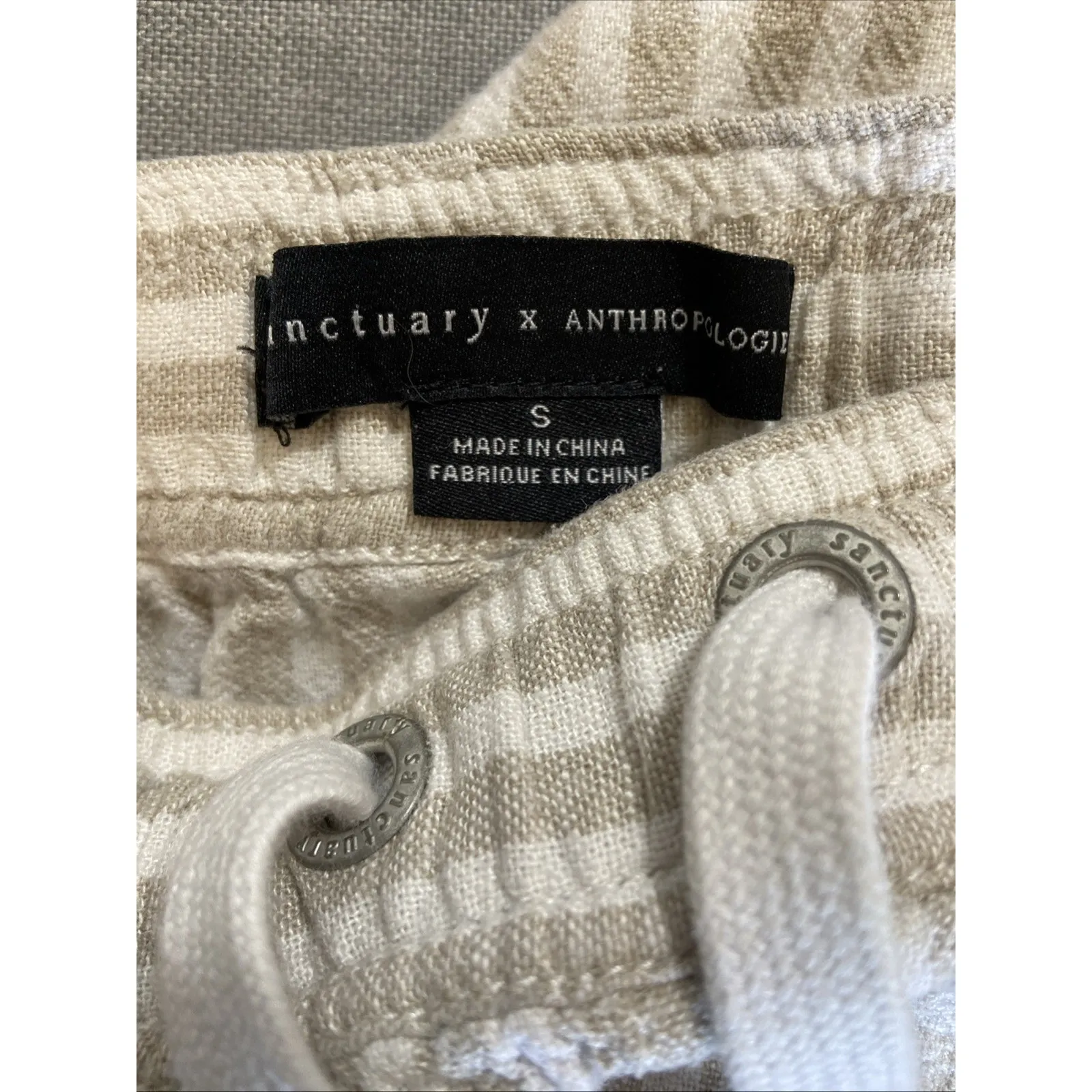 Sanctuary x Anthropologie‎ Linen Rayon Striped Cropped Cargo Pants Womens Small Tan - Image 11