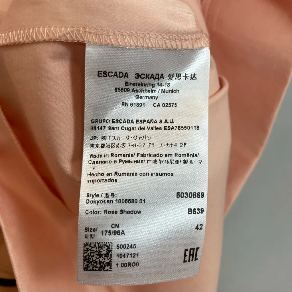 Escada Sport Dress Dokyosan‎ NWT Flaws Light Pink Short Sleeves Modest 42 Large - Image 7