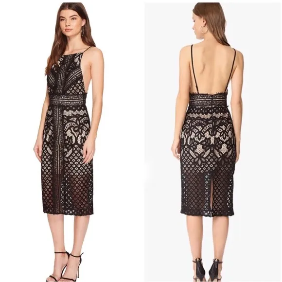 NWT Keepsake The Label Bridges Black Lace Overlay Bodycon Midi Dress XS - Image 2