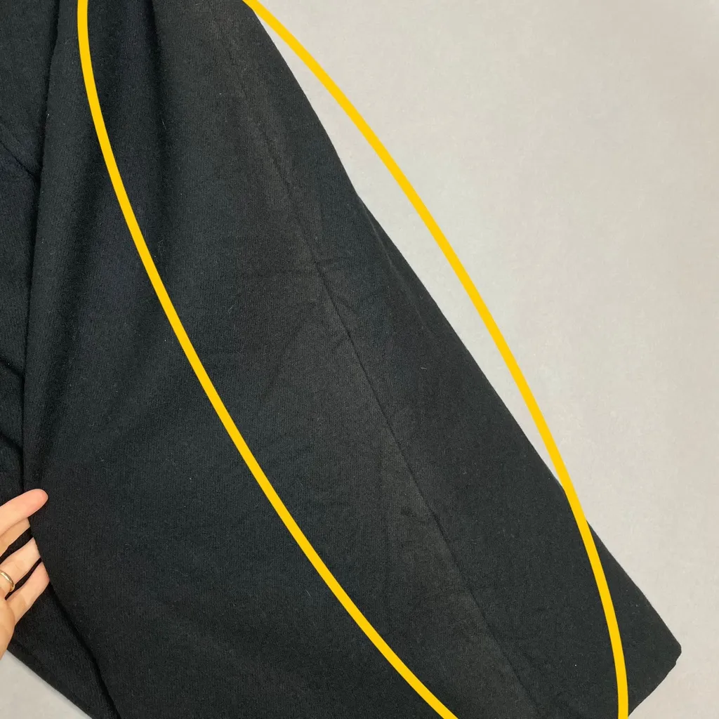 Vintage Isaac Hazan Wool Skirt Black Midi Lined Size 16 Women Back Vent Office - Image 8