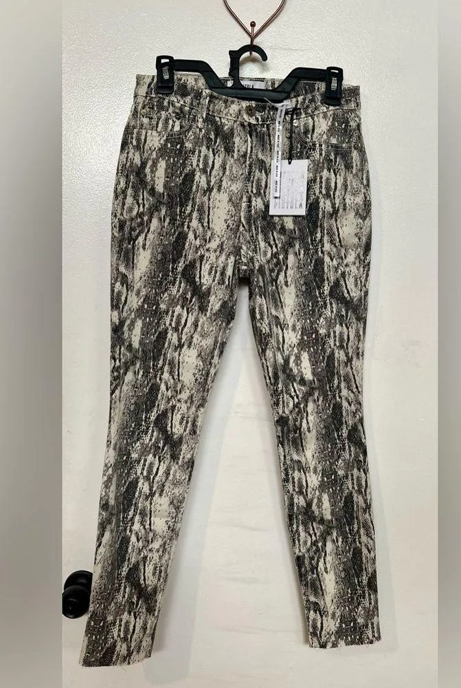 Revolve Pistola Snake Skin Print Raw Hem Jeans Size 28 NWT! - Image 2
