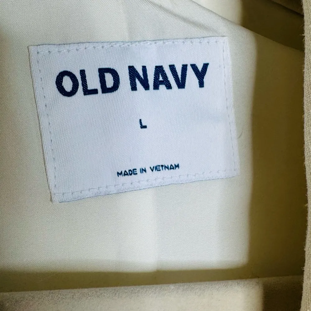 Old Navy Double Breasted Linen Blend Suit Blazer Shoulder Padding Relaxed Large - Image 11