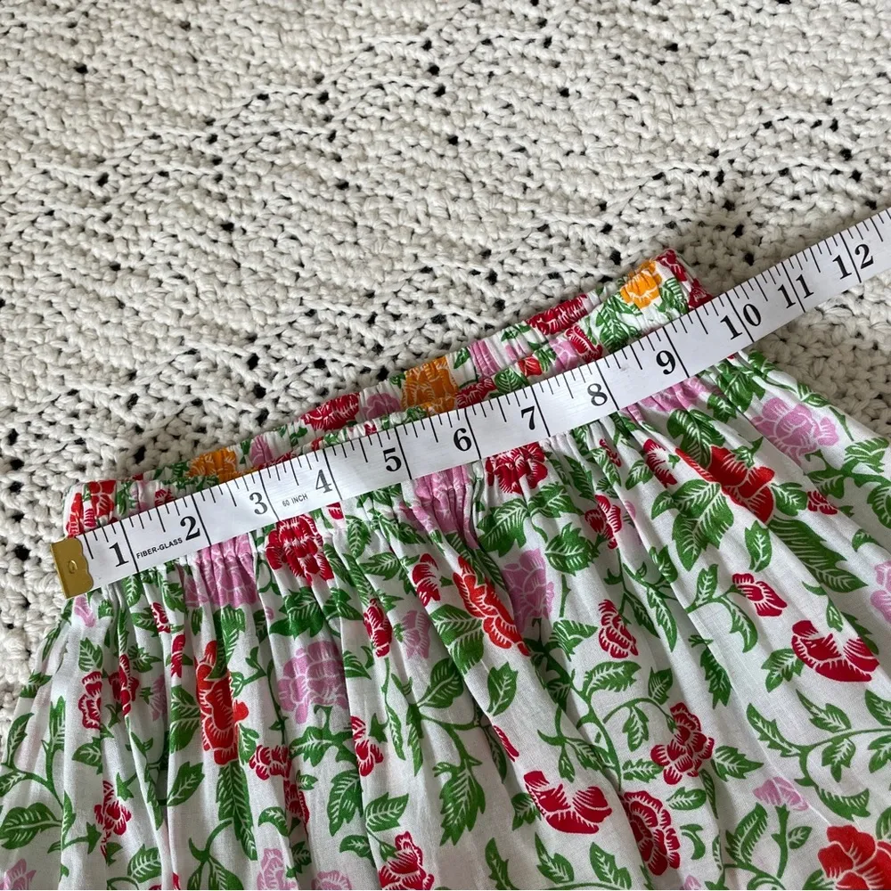 Mila Vintage Colorful Floral Print Ruffle Circle Mini Skirt (XSmall) Red Size XS - Image 4