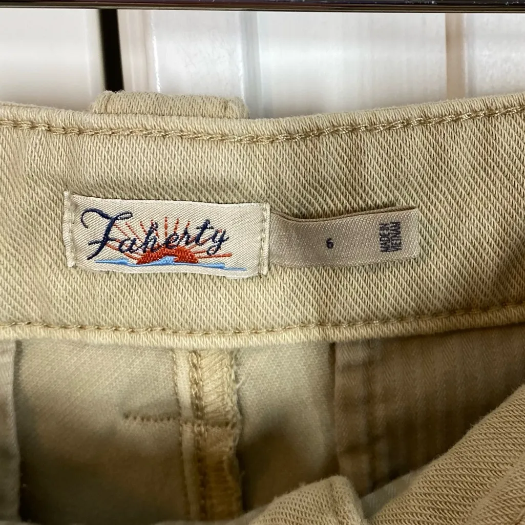 Faherty Women’s Beige Khaki Straight Leg Pants Size 6 Cotton Blend Chino Style - Image 3