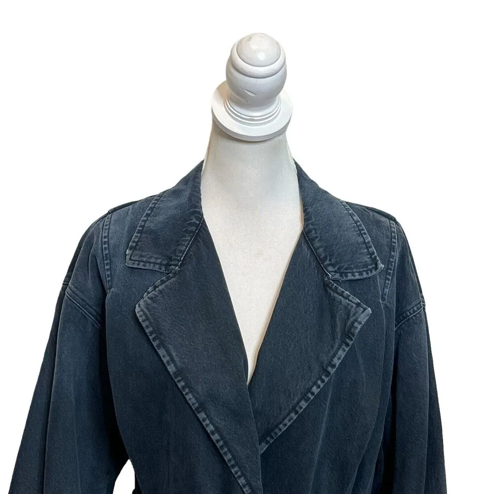 IRO Denim Oversized Jacket Belted Delicacy  Faded Dark Blue Women Size FR36 US 2 - Image 2