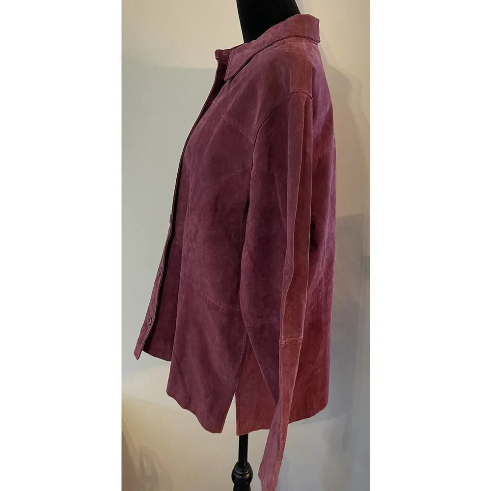 Relativity Women's Shirt Jacket Suede Leather Zip Front Pink Lined Plus 2X NEW - Image 3