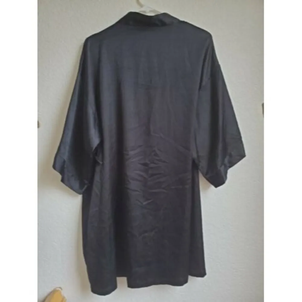 Vintage Victorias Secret Robe Women M/L Black Short Kimono Y2K Pockets No Belt Size M - Image 6