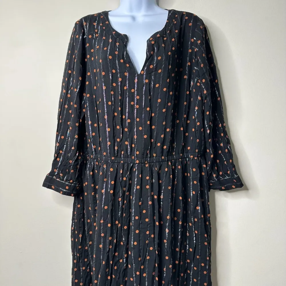 Lane Bryant 3/4-Sleeve Notch-Neck Shirttail-Hem Dress Fall Dot Women's 16 - Image 4