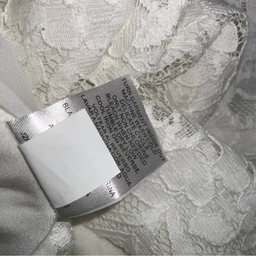 White Lace Willie Smith Overlay Short Cap Sleeve Boat Neck Casual CareerTop M - Image 8