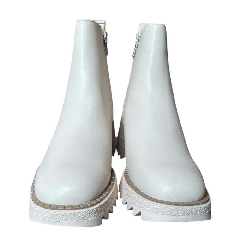 Sam & Libby Womens 7 Lennon Vanilla Ivory Lug Sole Side Zip Chelsea Boots NEW - Image 11