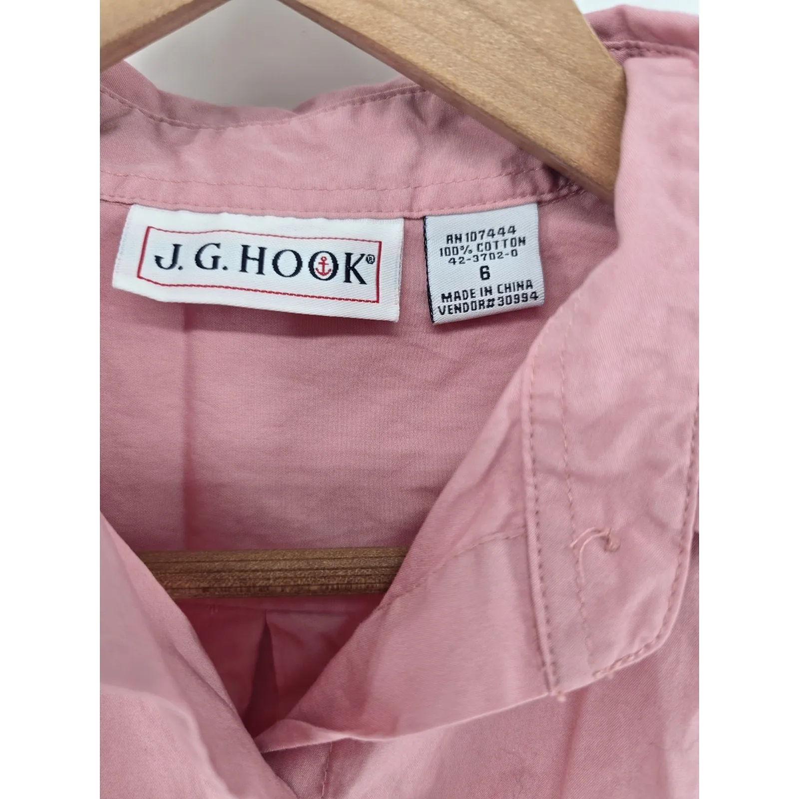 J.G. Hook Womens Button‎ Down Top Long Sleeve Cotton Pink Size 6 - Image 2