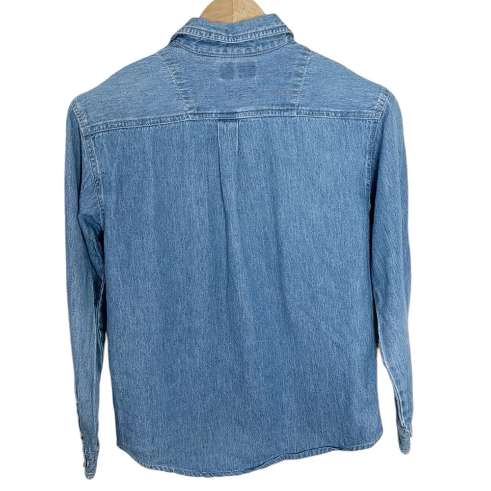 Bill Blass Jean denim embroidered Button Down Shirt size S - Image 2