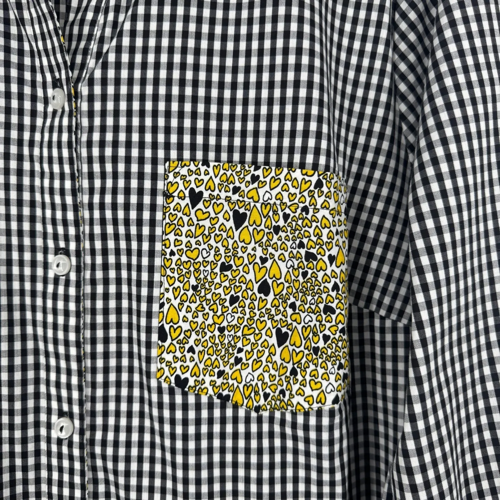 Susan Graver Button Down Long Sleeve Shirt Size 20W Gingham Heart Pocket Shirt - Image 4