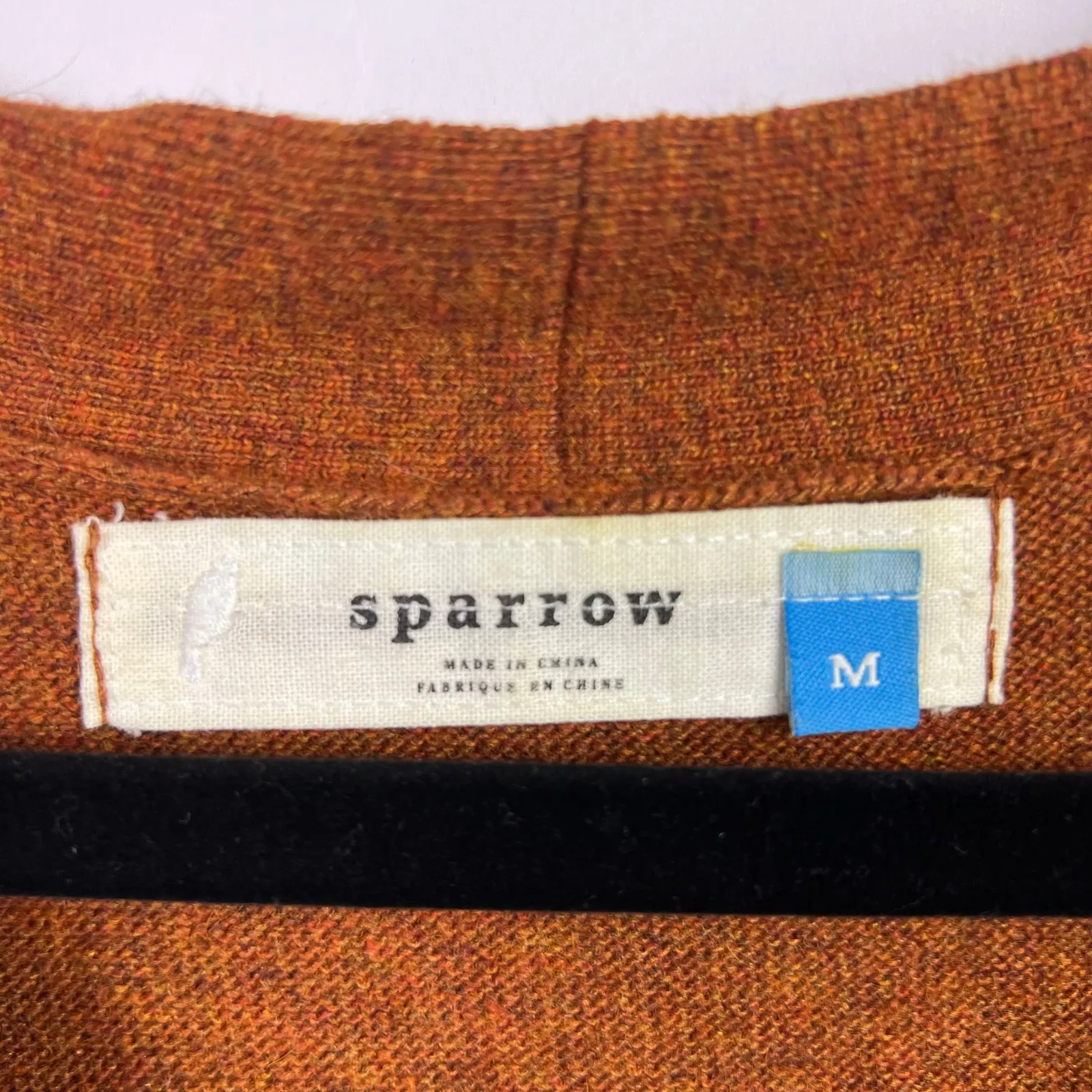 Sparrow Sweater Dress Rust Knit Smocked Waist V Neck Short Sleeve Boho Fall M Orange Size M - Image 3