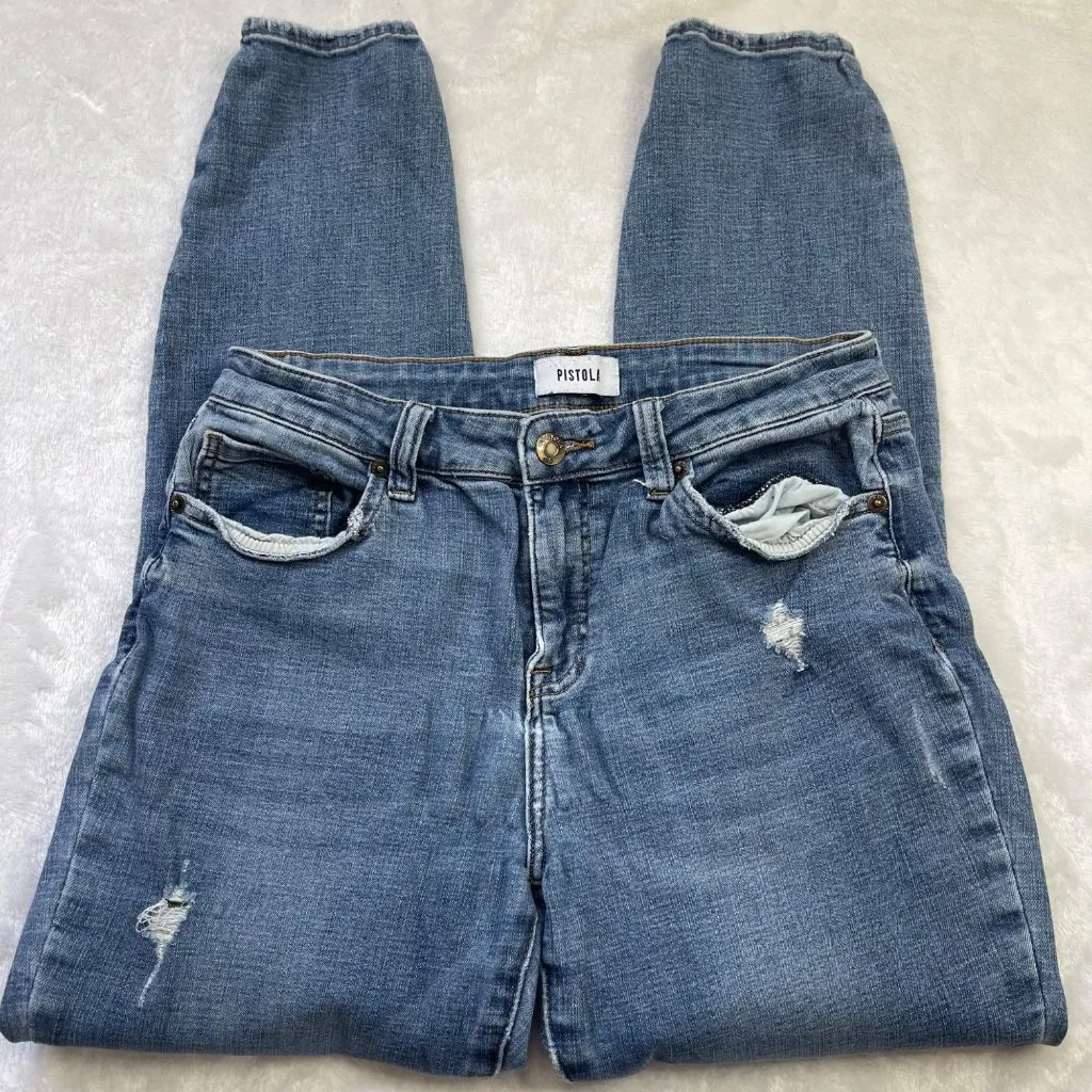 Pistola Distressed Skinny Jeans Women's Size 28 Blue Denim Cotton Rayon FAIR - Image 4