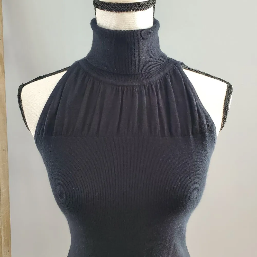 White House Black Market Black Sleeveless Lightweight Turtleneck Sweater Size S - Image 3