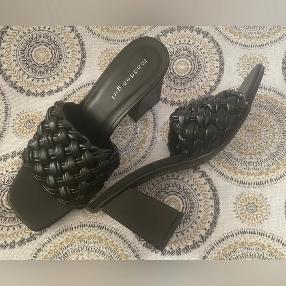 Madden Girl Golden-w Braided Block-Heel Mule Sandals, black, Size 10 - Image 10