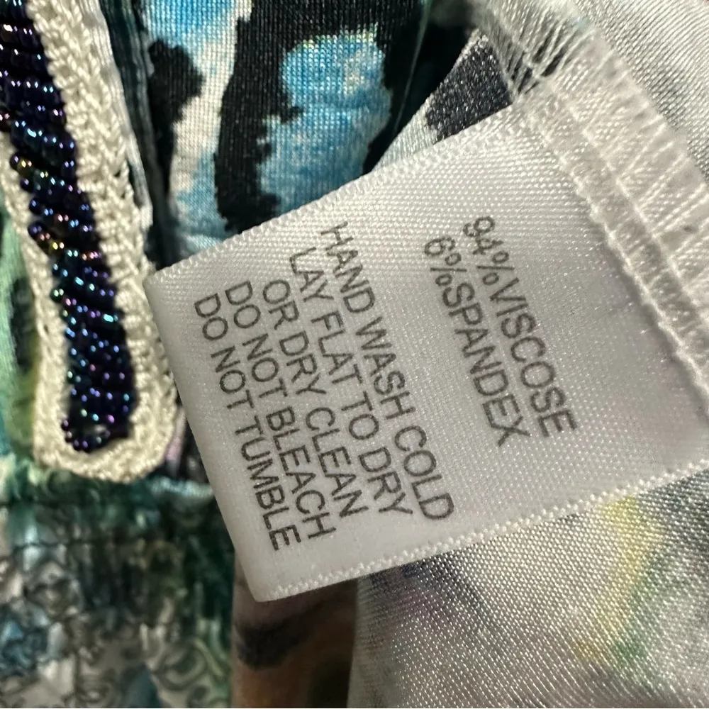 Alberto Makali NY Paris Milano Animal Geometric Print Beaded Caftan Tunic Top S - Image 13