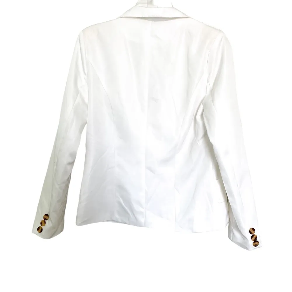 Zu Ren Yi White Polyester Single Button Blazer Suit Jacket Size Small - Image 2