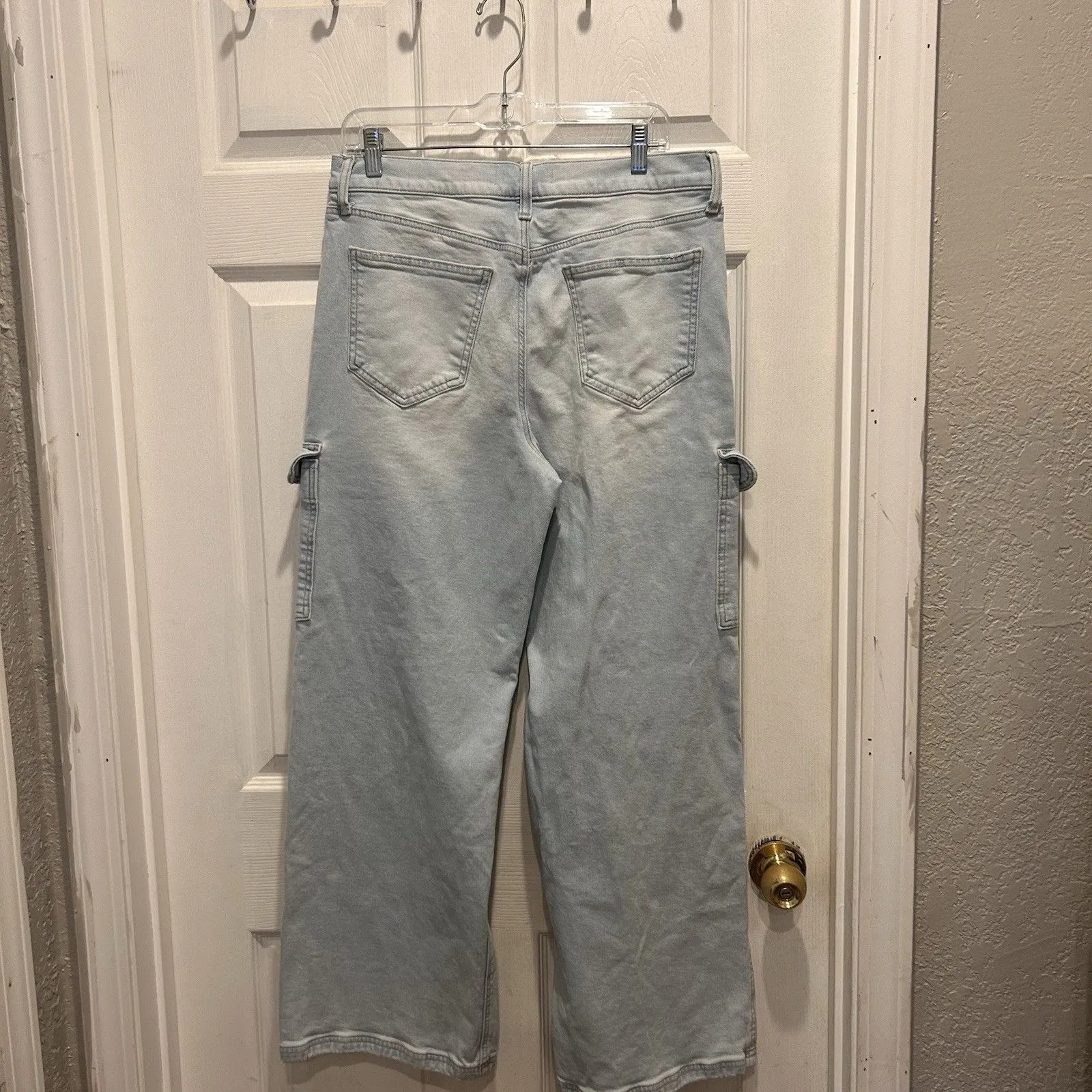 SO Jeans Womens Light Blue High Rise Cargo Wide‎ Leg Size 15/32W Workwear Y2K - Image 8