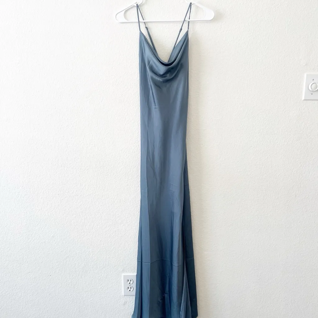 ASTR Gaia Slip Midi Dress Slate‎ Denim Blue Sz Small Revolve - Image 4