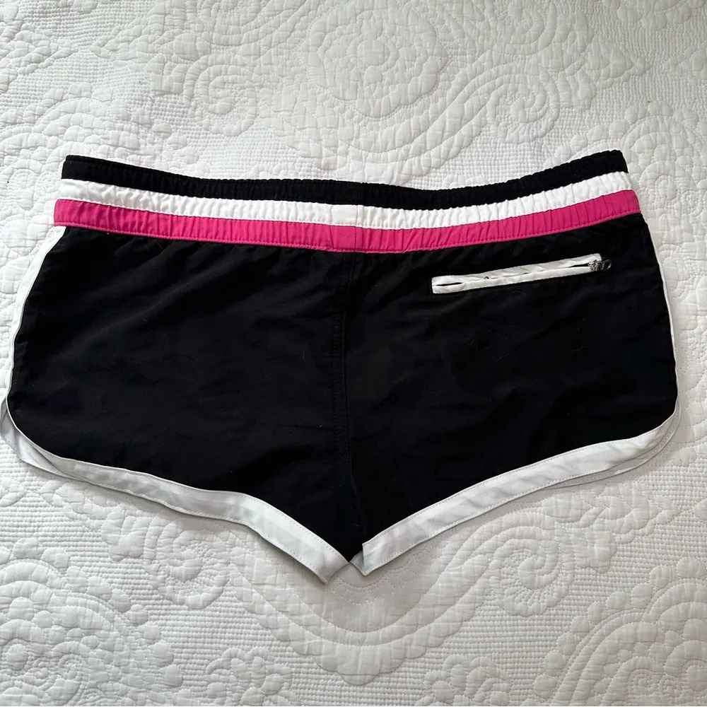 Arizona Y2K Micro Mini Swim Shorts. Size: Small. Black, pink, and white. - Image 6