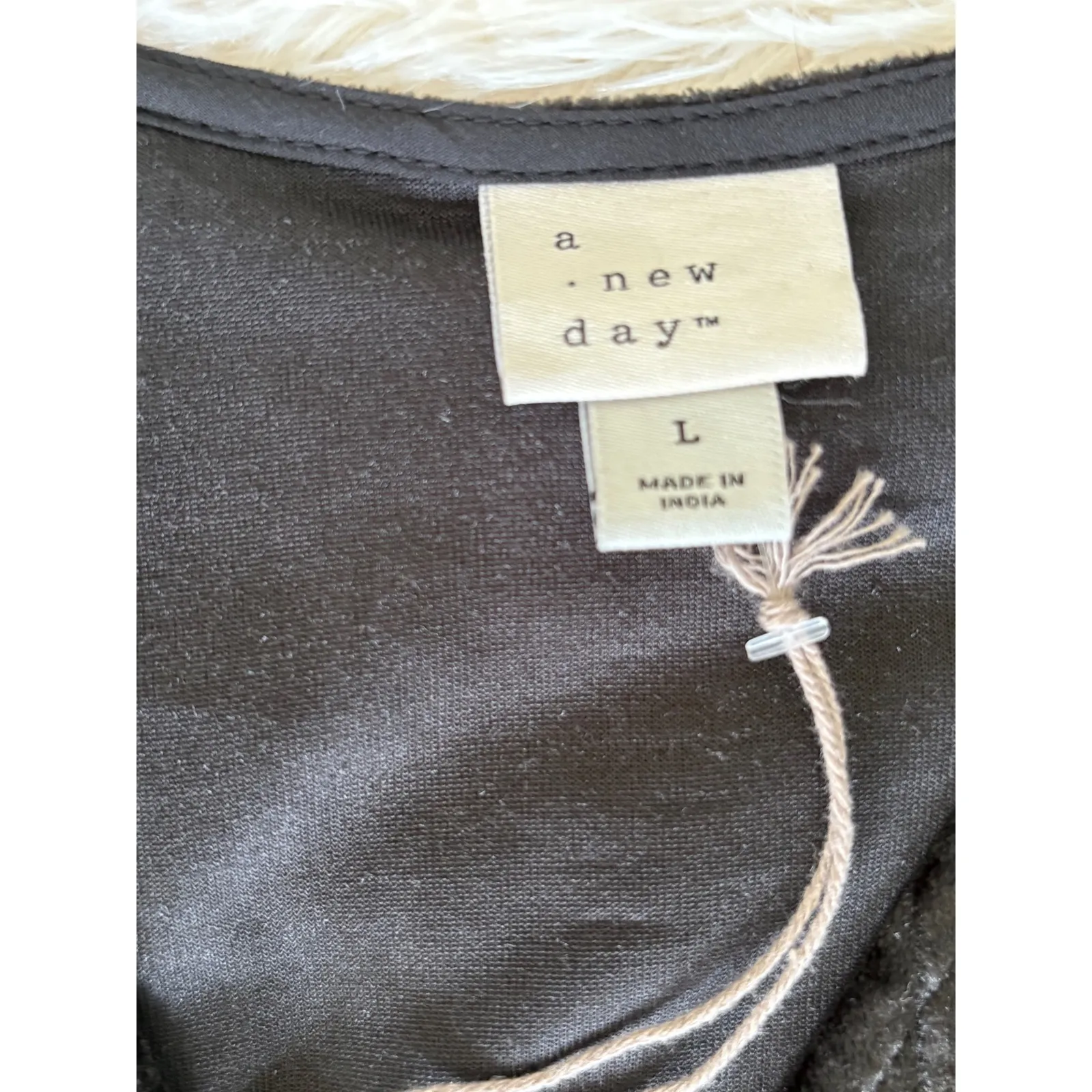 A New Day Black Velvet Jumpsuit Long Sleeve Flared Leg Women's Size L New W: tag - Image 4