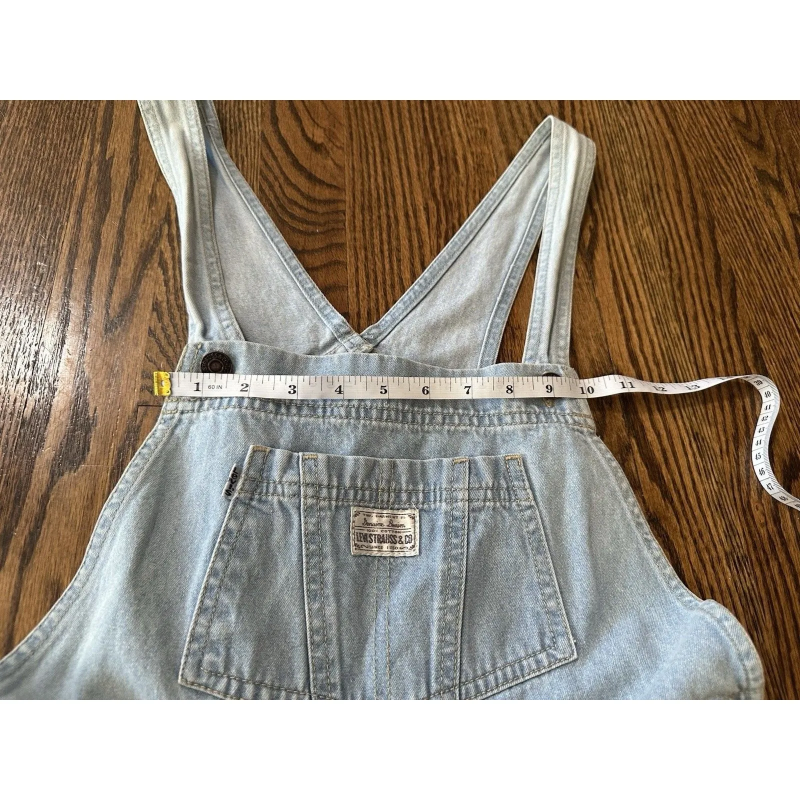 Vintage‎ Levis Bib Womens Overalls Shorts Shortalls 90s Y2K Size XL Light Wash - Image 12