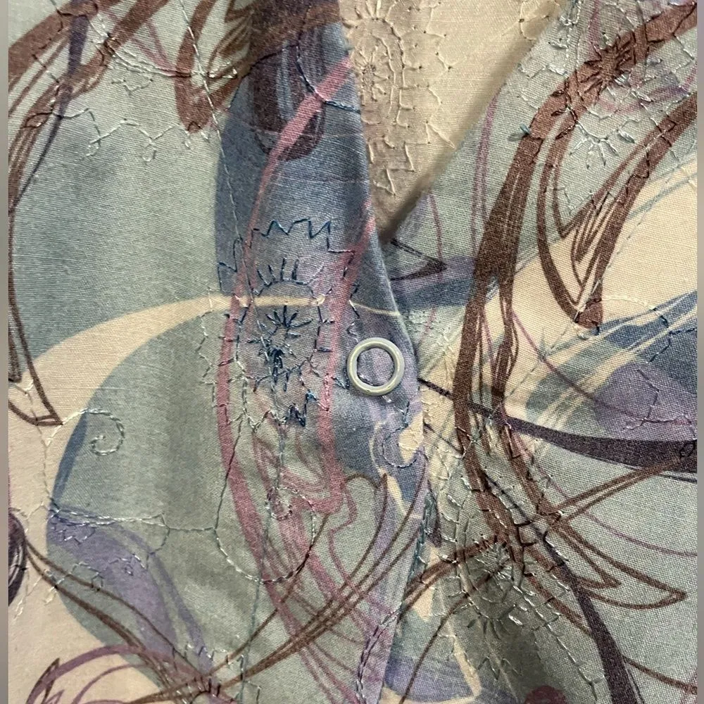 Uniform Advantage Blue Embroidered Brush Stroke Beauty Snap Button Medical Scrub - Image 3