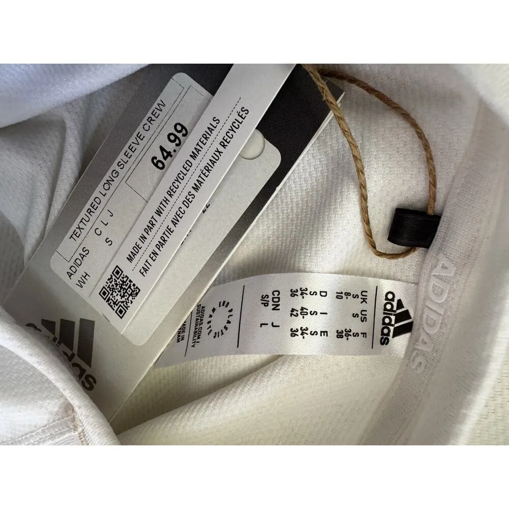 NWD Adidas White Textured Long Sleeve Crewneck Golf T-shirt Women’s Size Small - Image 6