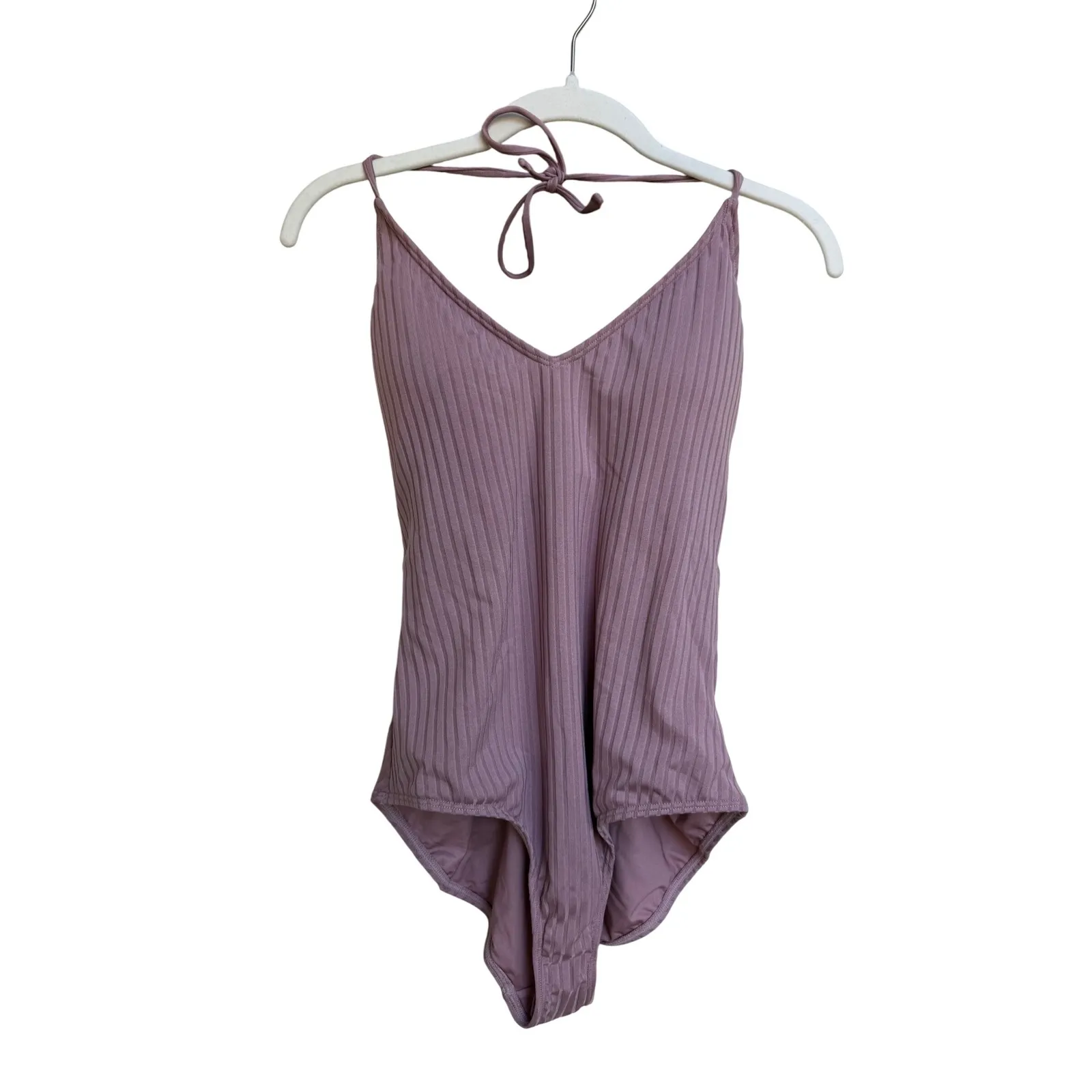 Rylee‎ and Cru Halter Mauve Pink Ribbed One Piece Swimsuit NWT Size XL - Image 3